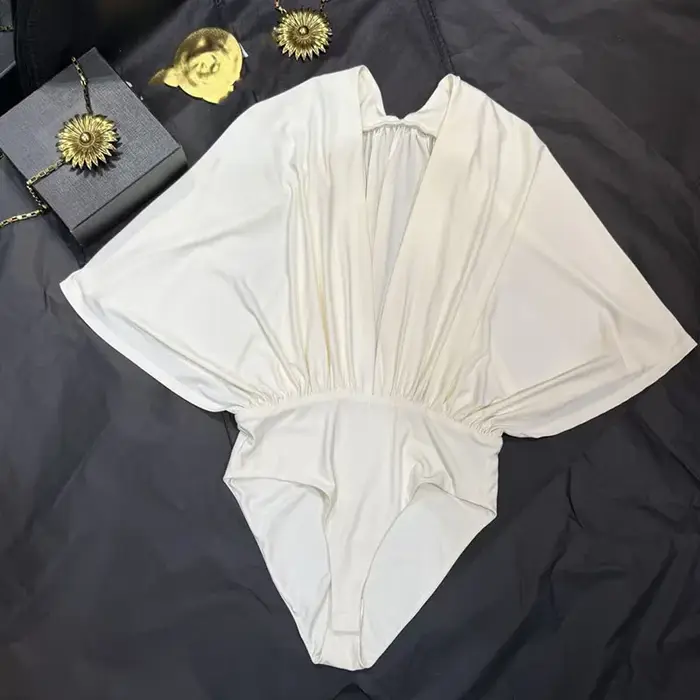 Body pre ženy, Nová kolekcia leto 2026, netopier rukávy, voľný strih, sexy, V-neck, bez rukávov, elastická sieťovina, sveter štýl