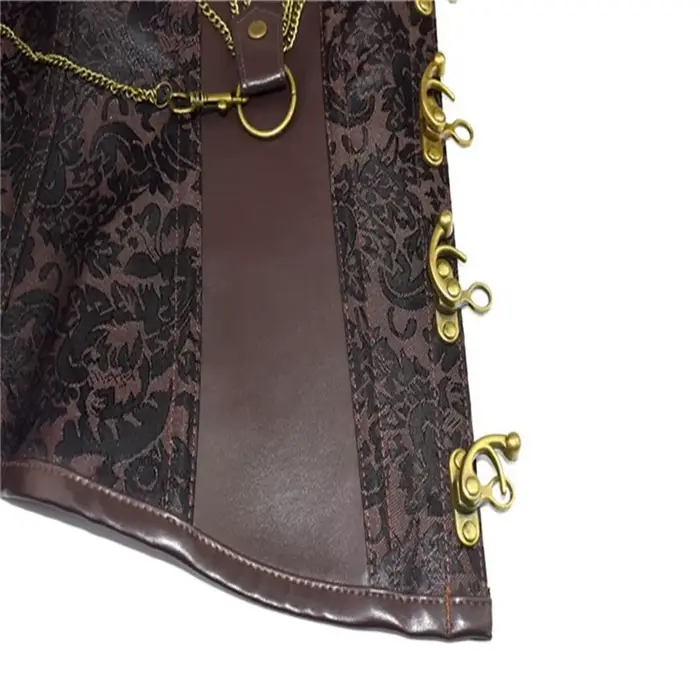 Corset Steampunk Marron à Lacets pour Femme, Vêtement de Corps Gothique, Bustier Vintage Burlesque, Taille Gothique
