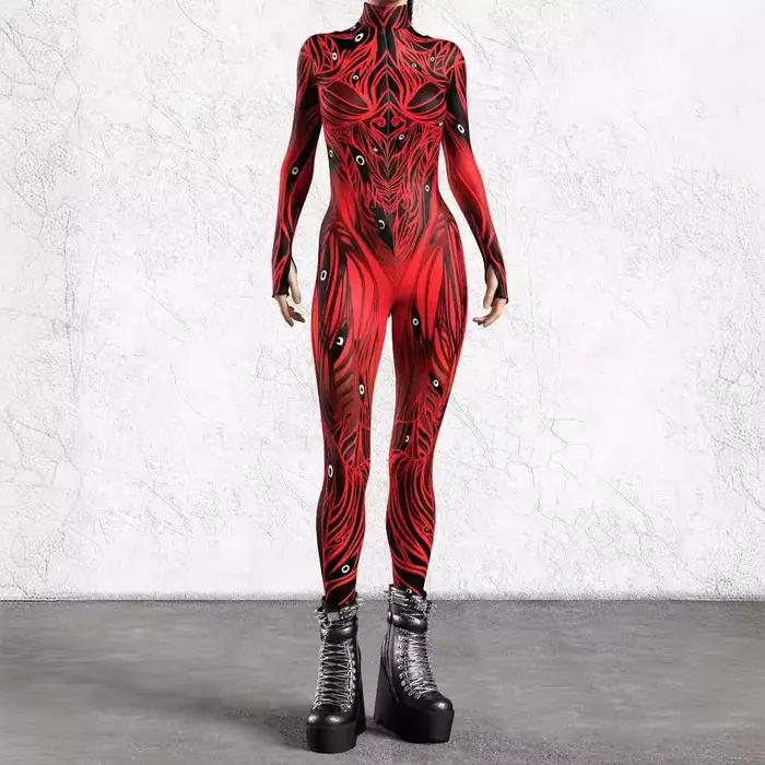 Body de Cosplay Punk Art combinaison à lignes irrégulières Costume de fête d'halloween Costume Zentai Polyester à manches longues pour hommes et femmes événements cosplay soirées à thème