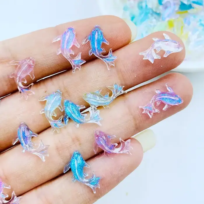 20 ks 3D Kawaii zmiešaná rybka z živice Nail Art dekorácie karikatúra ľad Priehľadné kamienky na nechty prívesky