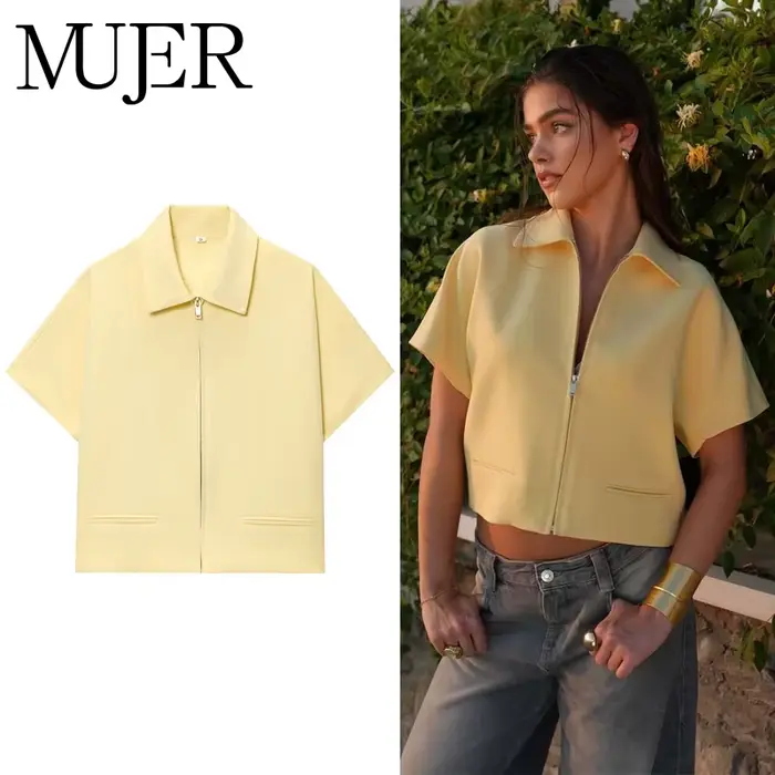 MUJER 2025 veste courte femmes fermeture éclair varsité femmes vestes à manches courtes femmes mante