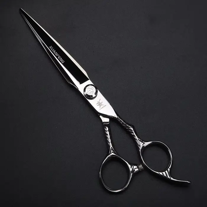Ciseaux à cheveux XUANTENG en argent de 7 pouces, ciseaux de coiffure en acier 440C et ciseaux à eff