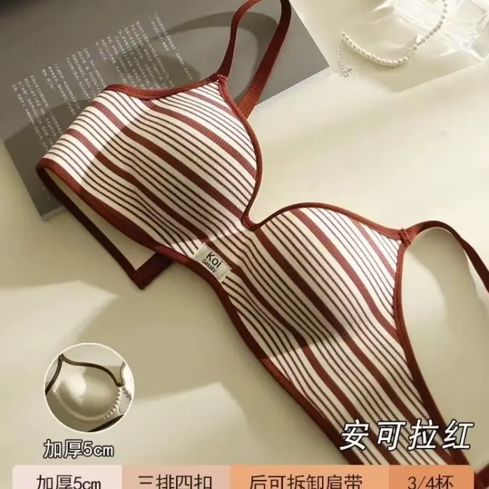 5cm push-up podprsenka pre malé prsia z pruhovanej bavlny bez výstuže pre ženy pohodlné a elegantné pre všetky príležitosti