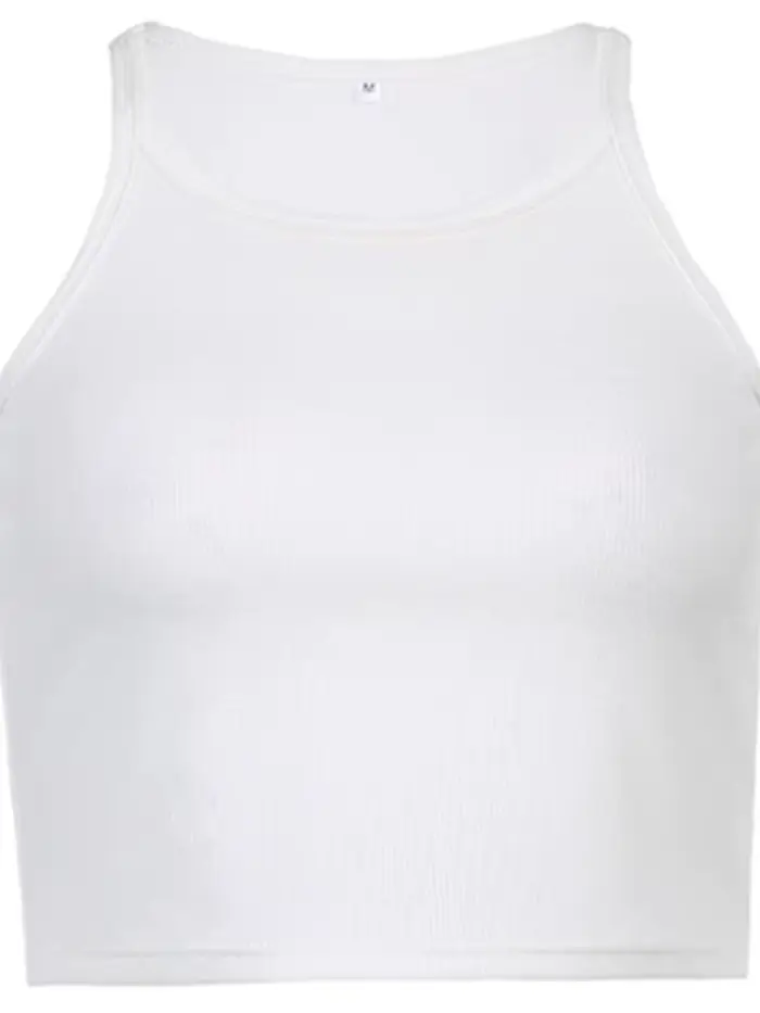 Dámske biele bavlnené voľné crop top
