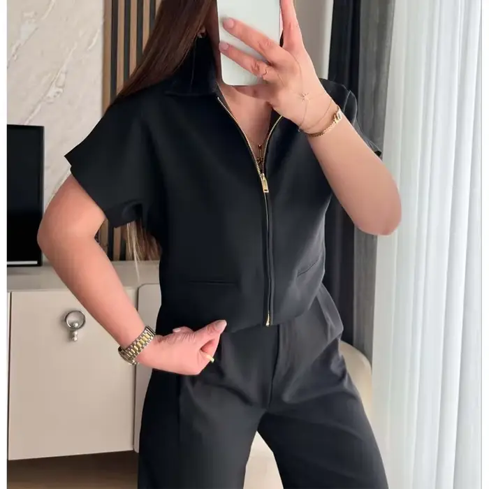 MUJER Krátka bunda pre ženy s krátkym rukávom