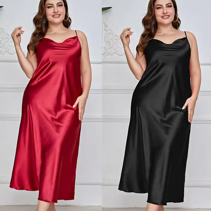 Dlhá oversize nočná košeľa 3XL 4XL 5XL zo saténu pre ženy