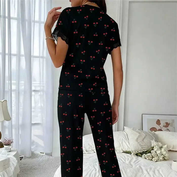 čipka LISCN pyžamo pre ženy, sexy štýl, V-neck, polyamid a elastan, leto, pohodlie a elegancia