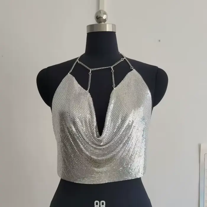 Crop top sexy en lin et polyester pour jeune femme occasions spéciales été night club halloween