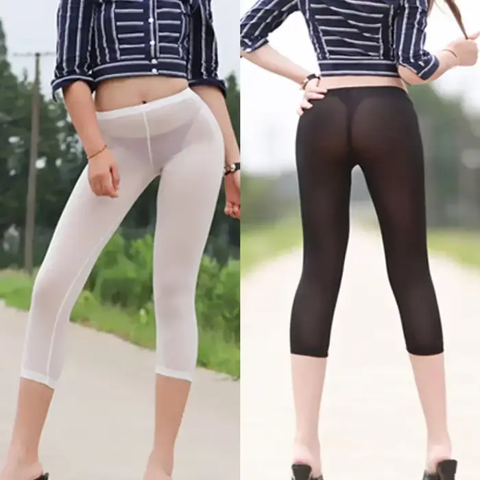 Pantalon court transparent à haute élasticité pour femmes, leggings transparents, vêtements d'été ba