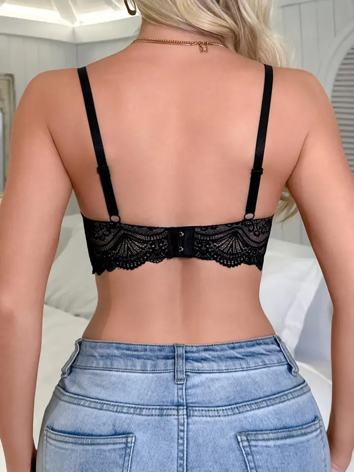 Sexy dámska podprsenka s ponorným výstrihom v čipka, push-up, s kosticami, nastaviteľné popruhy, pohodlné spodná bielizeň pre ženy
