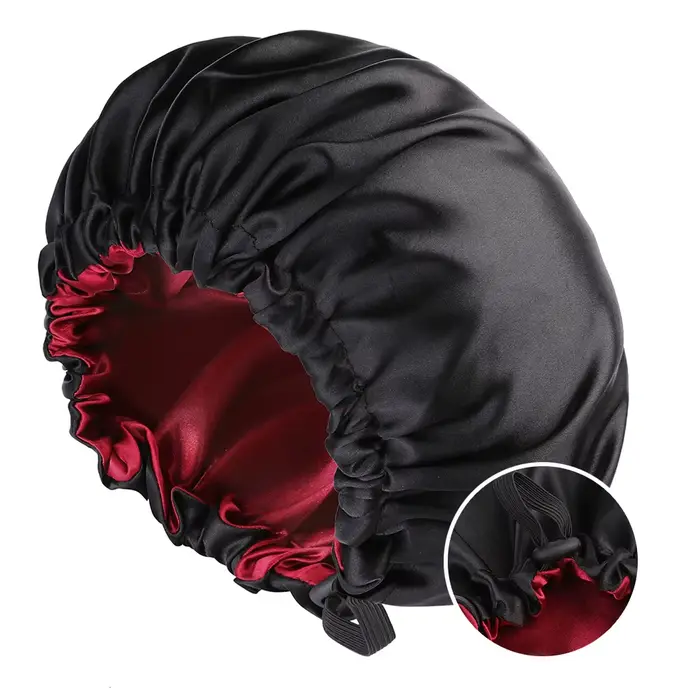 Bonnet en Satin pour dormir, Bonnet soyeux, grand, Double couche, réversible, réglable, utilisé pour