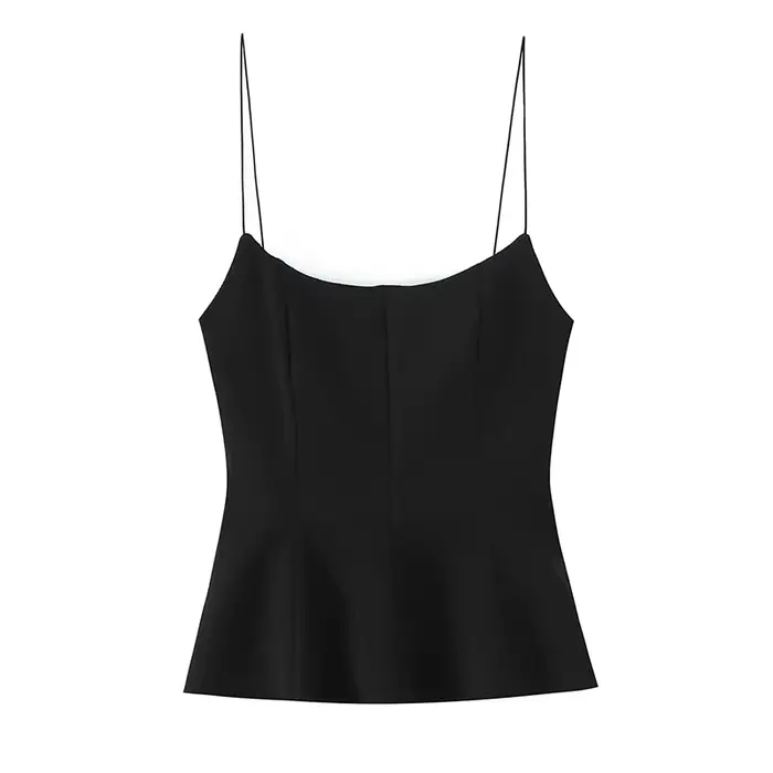 Willshela dámska móda pevné plisované otvorený chrbát bočný zips topy Vintage tenké ramienka hranatý výstrih žena Šik dáma