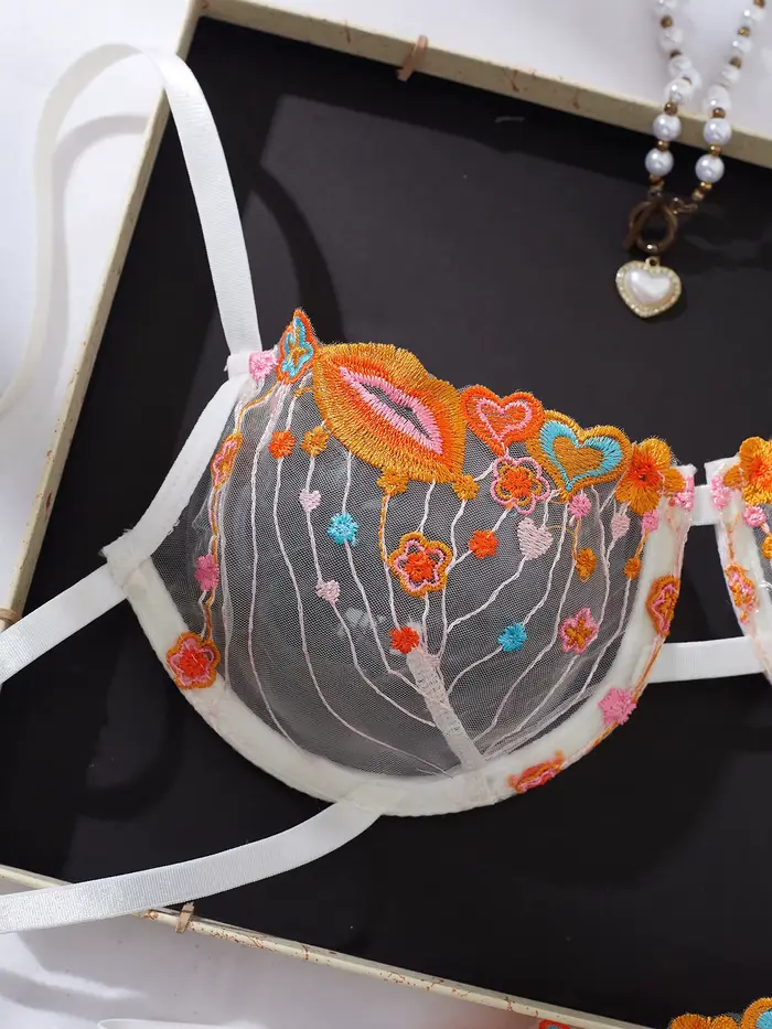 Sexy kvetinové vyšívané dámske spodná bielizeň nastaviť veľkosť S M L XL špeciálne príležitosti