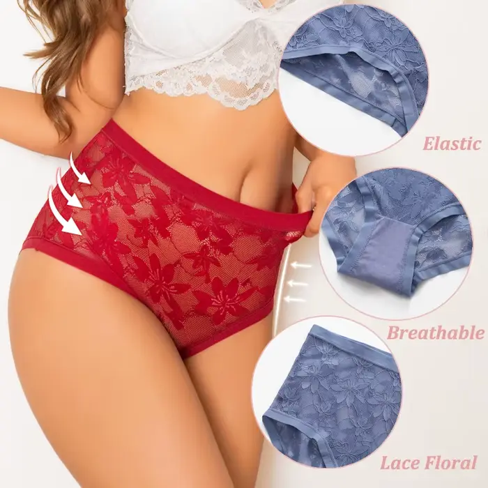 Culottes taille haute en dentelle florale pour femme lingerie transparente confortable élégante occassions spéciales