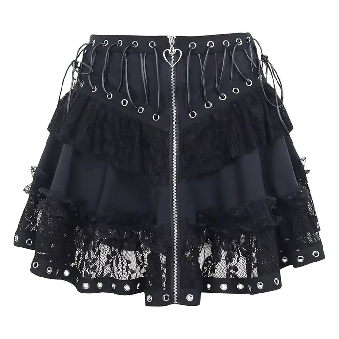 Gotická korčuliarka Punk Vintage vysoký pás sukňa ženy zips vpredu Štýl japonský Kawaii čierny Harajuku Cosplay