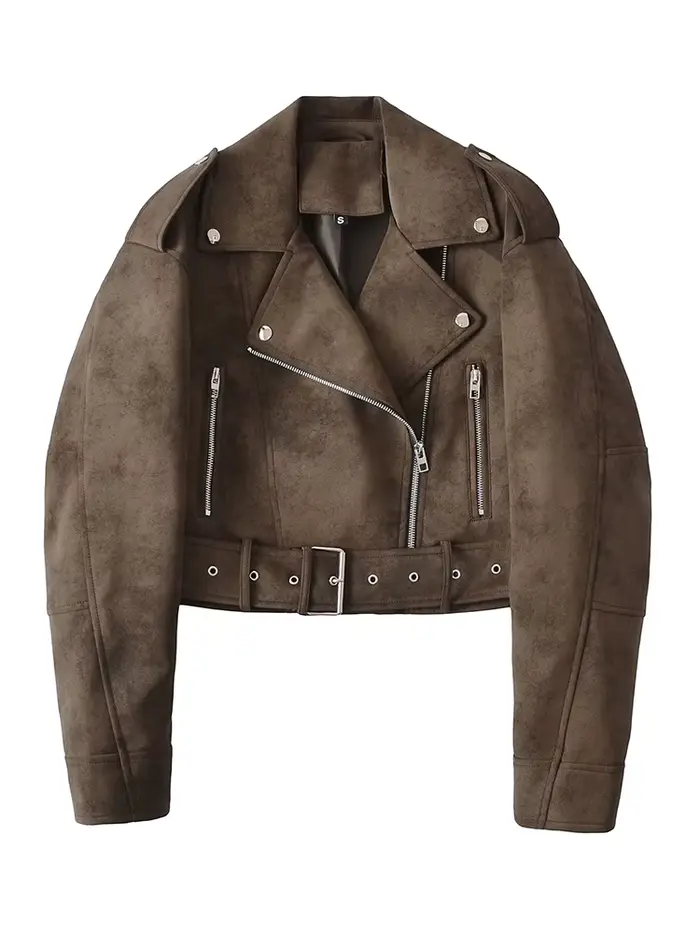 Ailegogo jarná jesenná dámska Vintage voľná imitácia koženej bundy streetwear