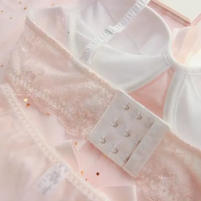 Japonská ruffled podprsenka a nohavičky set, roztomilý študent spodné prádlo set, Kawaii Lolita podprsenka, ružová spodná bielizeň podprsenka