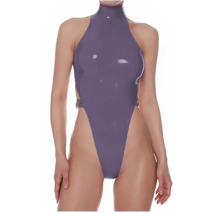 Body en Faux cuir PVC pour femmes, combishort fourreau sans manches, lingerie sexy, body justaucorps