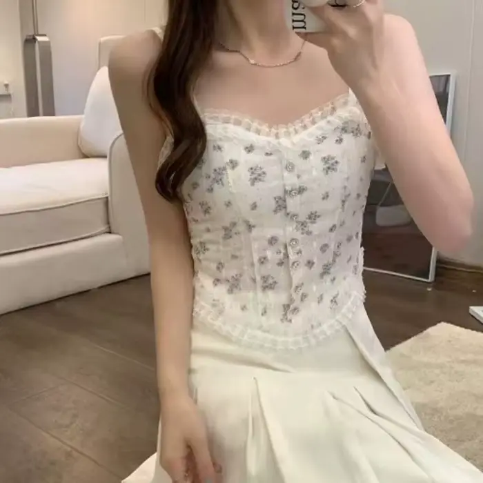 Noocuxuekon kvetinová čipka košieľka top pre ženy, elegantné a mäkké pre letné a špeciálne príležitosti