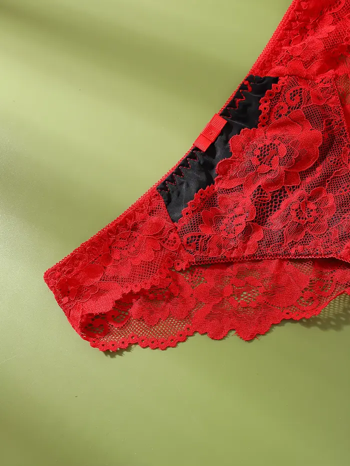 Dámske spodné prádlo Sexy čierna čipka nohavičky spodná bielizeň Dámske kvetinové čipky nohavičky Perspektíva Design Dámske nohavičky
