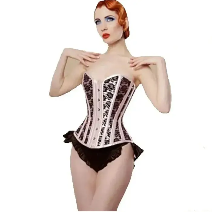 Corset rose haut bustier victorien surbuste princesse élégant Corsets haut Sexy dentelle florale Corset Lingerie Showgirl Costume de fête