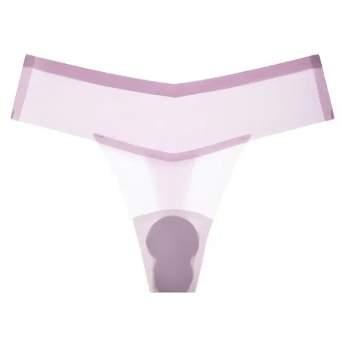 Culotte transparente en soie glacée taille basse, string fin anti-embarras pour le yoga et le fitnes