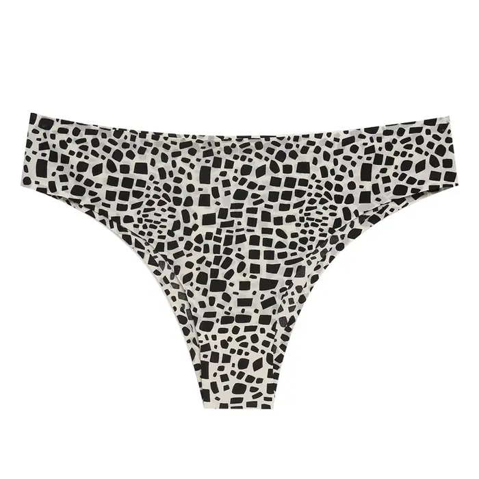 Ice Injong-Culotte brésilienne léopard pour femme, sous-vêtement sexy, doux pour la peau, bikini con