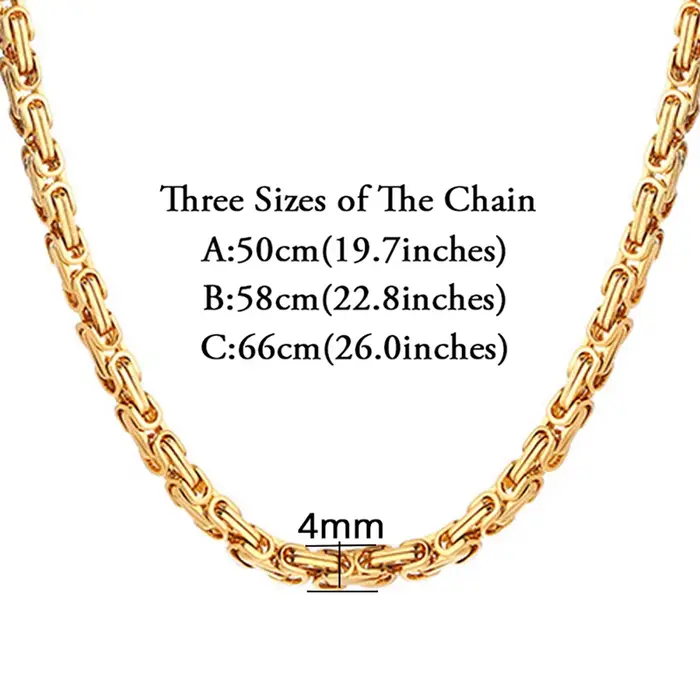Bracelets en acier inoxydable couleur or, chaîne à maillons byzantin de 4mm, collier pour femmes et 