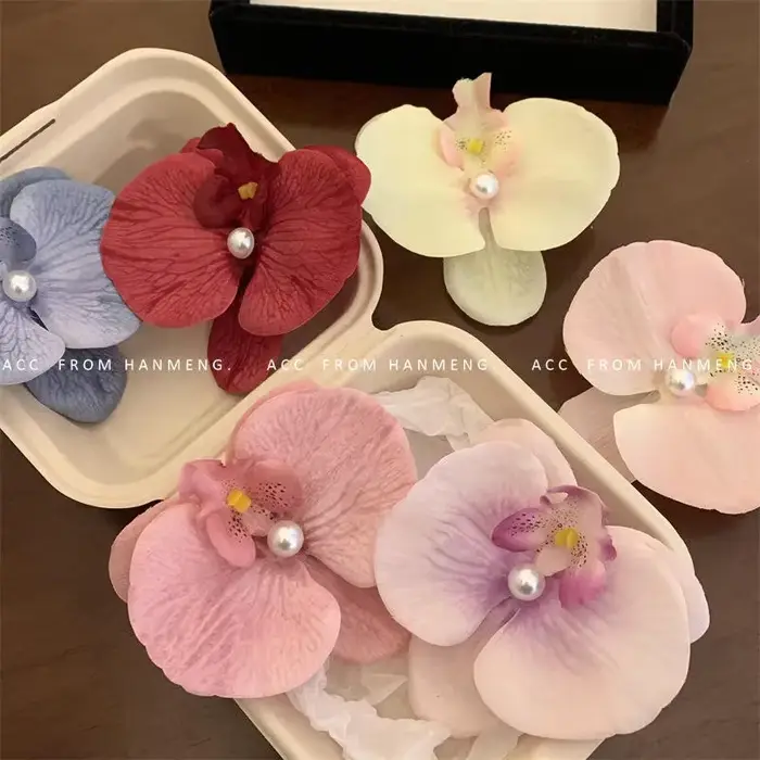 Jemná ružová orchideová spona do vlasov