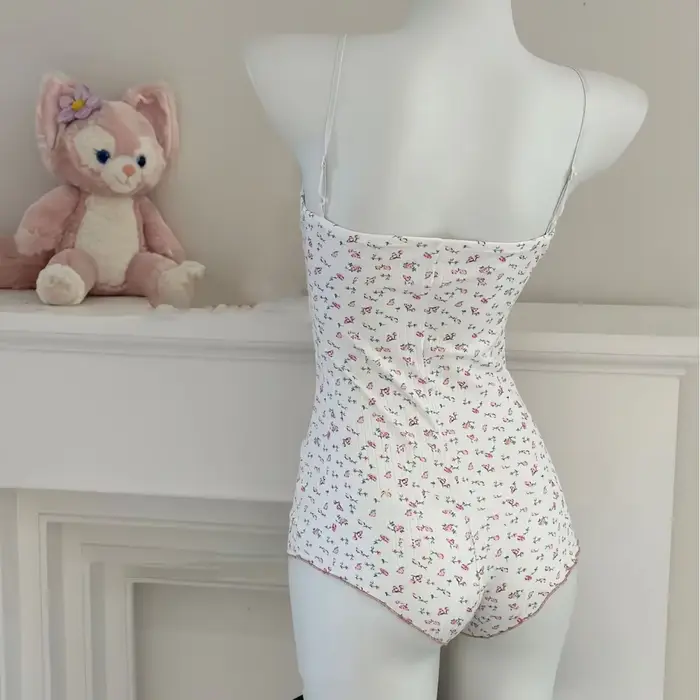 Sexy body pre ženu s kvetinovou potlačou, s čipkou, bez rukávov, fit fit, letný oblek, sexy spodná bielizeň, nočné oblečenie