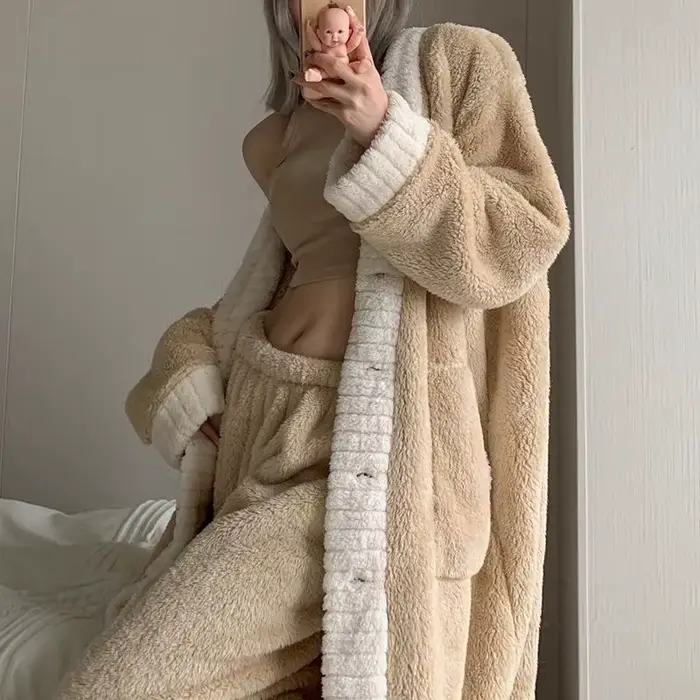 Dámske koralové flísové pyžamo