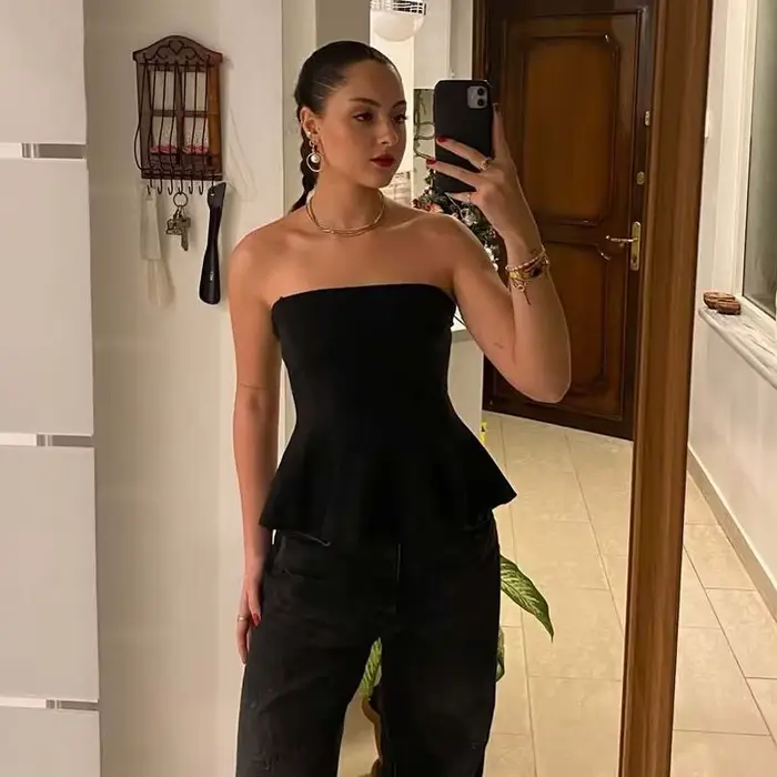 HXAO Korzetový top pre ženy bez ramienok žltý tielko letný odhalený chrbát ružový bustier na párty bez rukávov čierny top biely