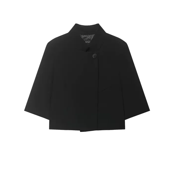 Blazer court noir pour femme, nouvelle collection printemps, manteau simple boutonnage avec épaulett