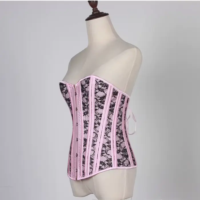Corset rose haut bustier victorien surbuste princesse élégant Corsets haut Sexy dentelle florale Corset Lingerie Showgirl Costume de fête