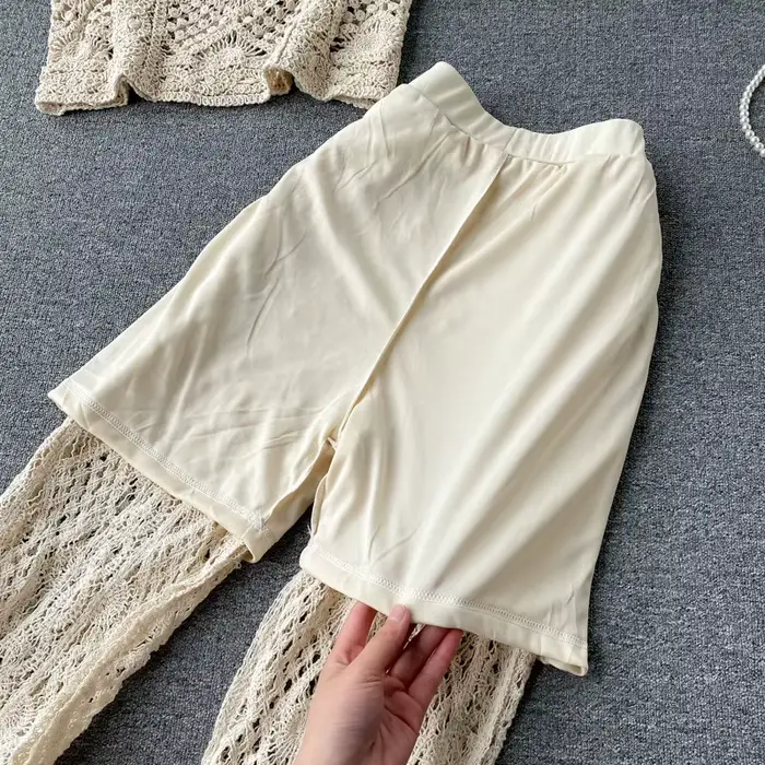 Sexy prelamované vlákno letné pyžamo pre ženy, krátke popruhy, rozšírené nohavice, olympijské dvojdielne Boho Beach