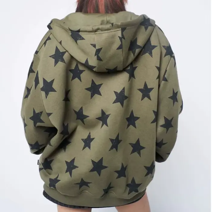 Veste à capuche en polyester et élasthanne vintage star design pour femmes streetwear années 2000 hip hop goth harajuku occasions spéciales