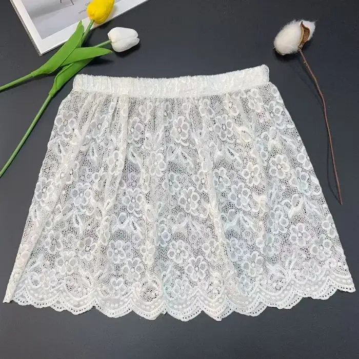 Jupe superposée en dentelle florale exquise, Style fille Mori japonais et coréen, demi-jupe superpos