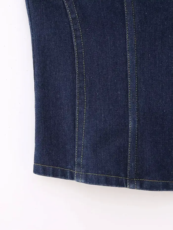MYIT-Haut de cowboy froncé sans bretelles pour femme, haut asymétrique, fermeture éclair, décoration