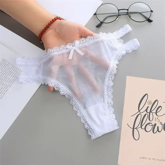 Culotte fine d'été Sexy ajourée en dentelle pour femmes, sous-vêtements sans couture, taille basse, 