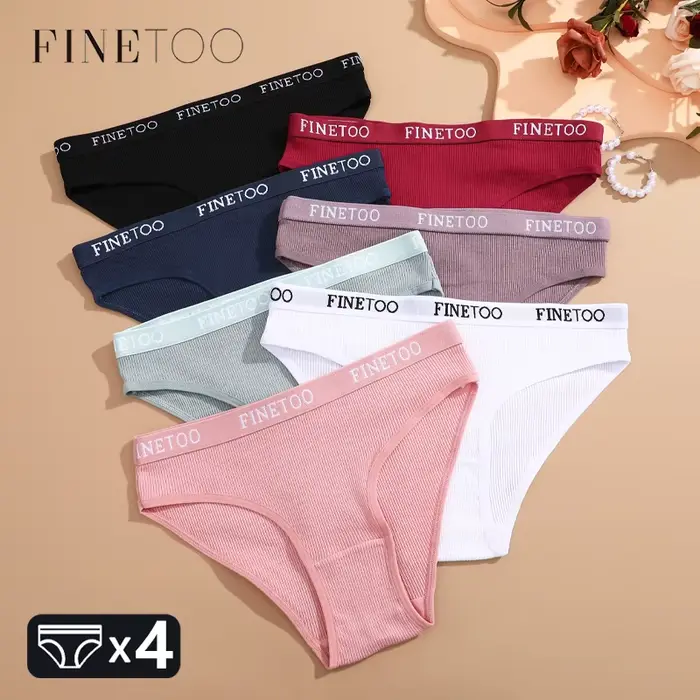 FINETOO 4 kusy pruhované bavlnené spodné prádlo ženy nohavičky list opasok nohavičky dámy nízky pás Spodná bielizeň priedušné pevné spodné prádlo