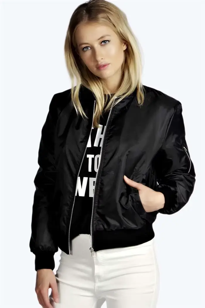 Jesenné nové krátke bundy pre ženy Vintage high street okrúhly golier Bomber žena móda zips dlhé rukávy