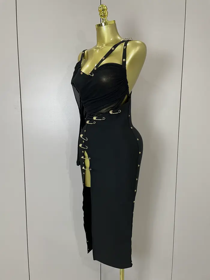 Elegantné a elegantné šaty z polyesteru a elastanu pre ženy, sexy štýl a klub, pre večery a nočné akcie