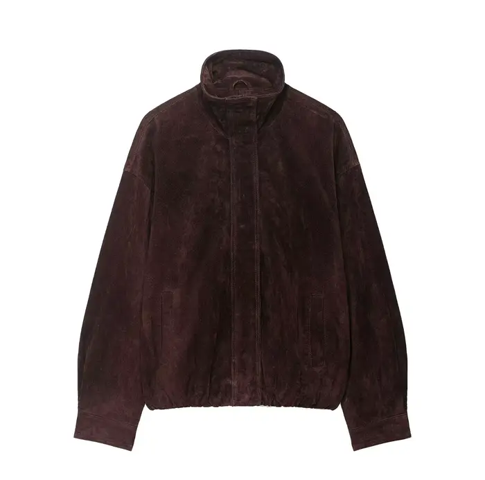 2025 hiver Vintage marron daim vestes amples femmes décontracté col montant poche épais manteau auto