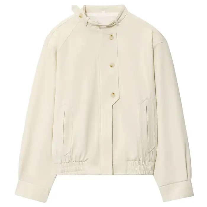HXAO 2025 Dámska bomber bunda jeseň zima gombík oversized vonkajšie oblečenie Béžová s dlhými rukávmi top nový