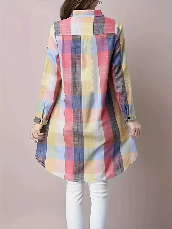Chemisiers pour femmes grande taille 2025 nouvelle chemise ample à carreaux à rayures Vintage léger 
