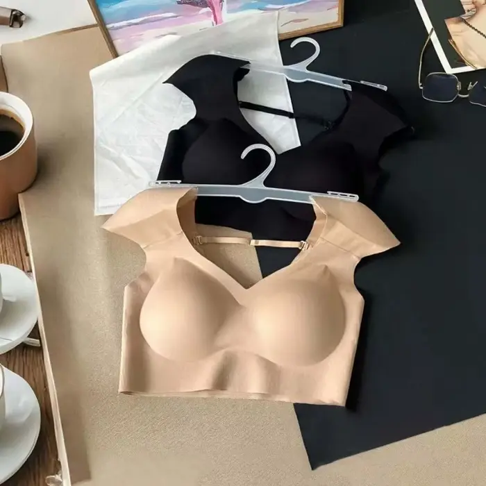 Rovná šikmá ramenná podprsenka, v-neck, bezšvíková, neviditeľná, ramenná podložka, vesta, viazanie na hrudník, Bustier, bezdrôtové, dievčenské modelovacie oblečenie