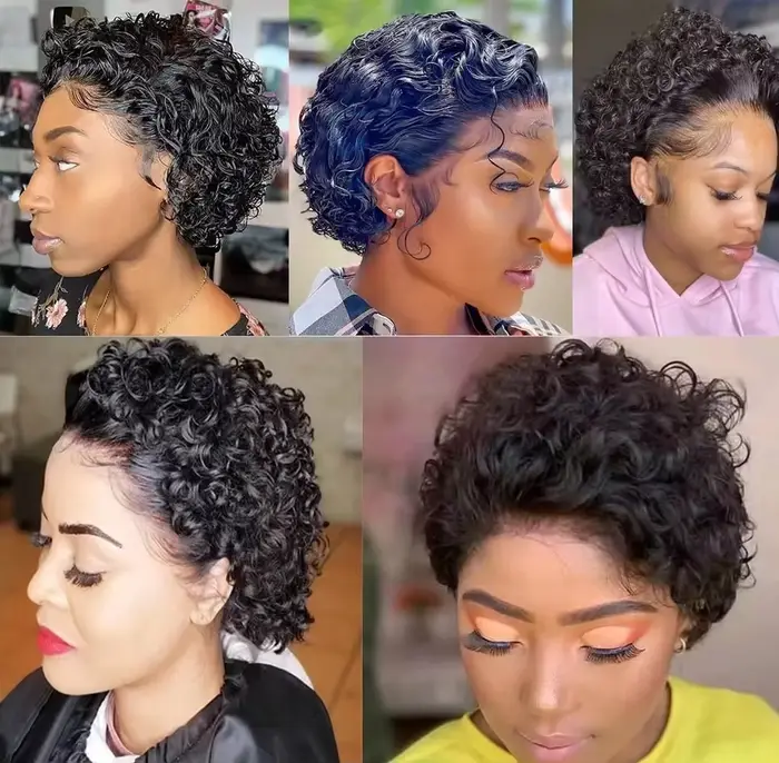Perruque Pixie Courte Cheveux Humains Brésiliens Bouclés Élégantes Occasions Spéciales Doralia