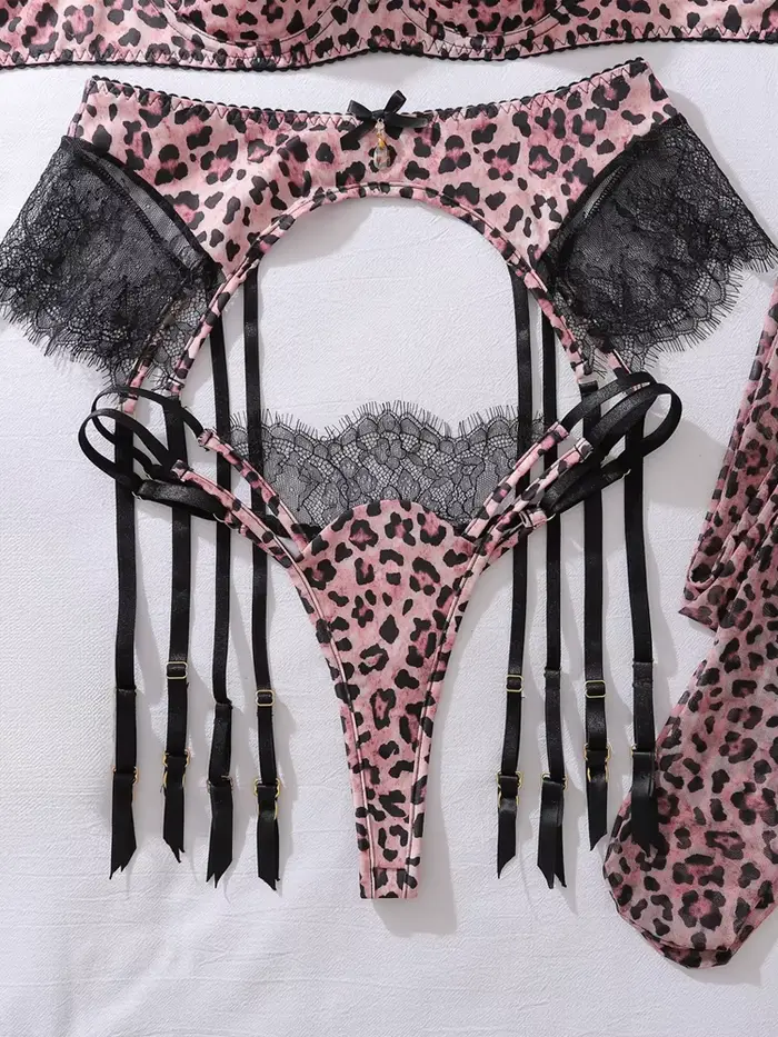 Belamimi leopard spodná bielizeň set s podprsenkami a podprsenka, sexy čipka spodná bielizeň pre ženy, exotické oblečenie bez cenzúry