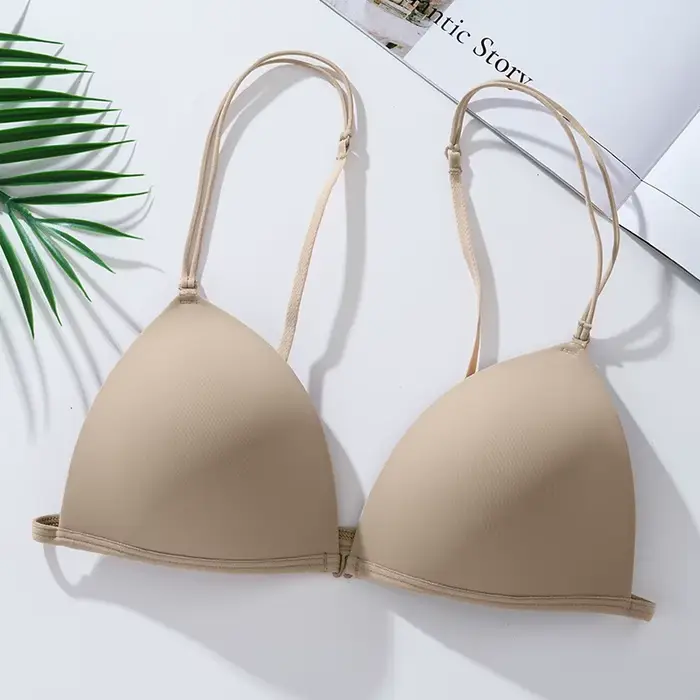 Sexy francúzska podprsenka s predným uzáverom, malá poprsie, trojuholníková čiapka, krásny chrbát, bezšvové popruhy, pohodlná bezdrôtová podprsenka, leto, S-XL