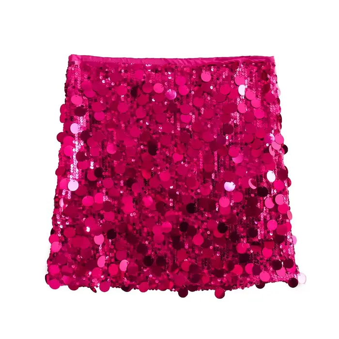 Femmes printemps automne Chic Mini jupes mode avec paillettes solide côté fermeture éclair jupe cour